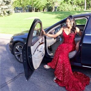 Sequin red prom/evening/formal/wedding long dress Sz 8 /small